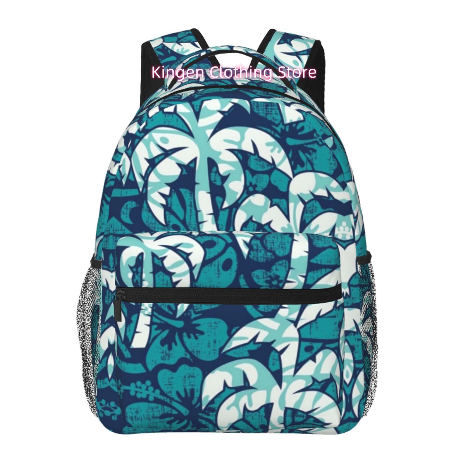Tropic Strap Vintage - Бирюзовый винтажный дорожный рюкзак с тропическим